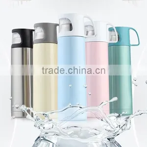 HOT SALE!!!!double Wall Stainless Steel Vacuum Flask With Glass Lid Cup thumbnail-1