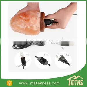 Wood Base Natural Crystal Himalayan Rock Salt Lamp thumbnail-3