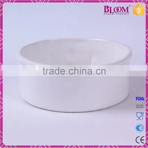 White Glazed Round Ceramic Pet Food Bowl thumbnail-4