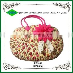 Wholesale Mini Girl Tote Straw Bag With PU Handles thumbnail-1