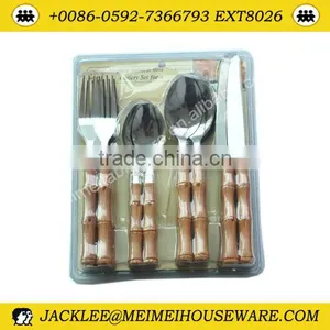 Plastic Handle 16pcs Flatware Set With Double Blister thumbnail-1