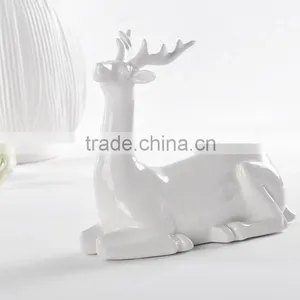 Plain White Modern Set of 4 Ceramic Milu Deer for Home Decoration thumbnail-2
