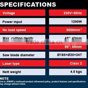 JCS185L 1200W 185mm Electric Circular Saw, Electric Saw, Wood Cutting Saw Portable, Wood Cutting Hand Saw thumbnail-4