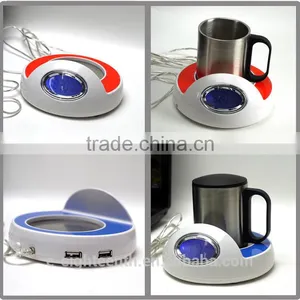 All in One USB Cup Warmer Clock Computer PC 4 Port Hub thumbnail-1