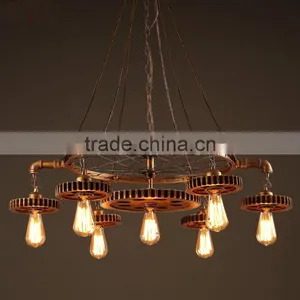 New Machine Age Steampunk Pipe Gear Led Pendant Lamp With Vintage Industry Style thumbnail-3