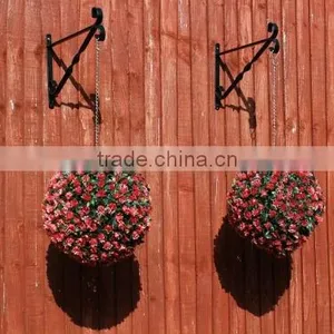Artificial Topiary Flower Ball Red Rose Ball Twin-Pack With Hanging Chain thumbnail-1