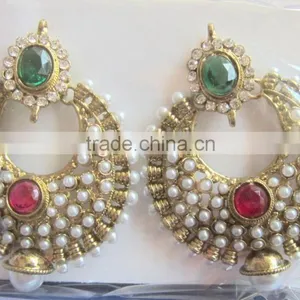 RAM LEELA Gold Tone Dangler EARRINGS thumbnail-1