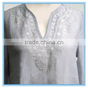 New Design Lady Latest Long Kurti Embroidered V-neck Designs Yada Clothing thumbnail-3