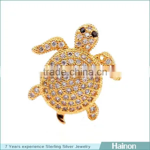 Turtle 18k Gold Filled in Sterling Silver With Zircon Accessory Hainon Jewelry thumbnail-1