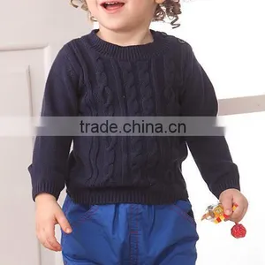 2017 Latest Design Crew Neck Long Sleeve Kids Cable Knitted Sweater thumbnail-1