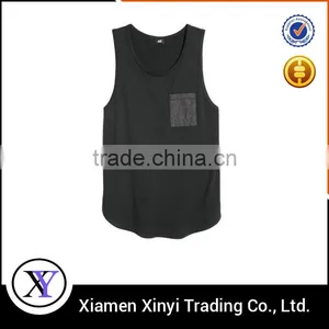 100% Cotton Mens Black Solid Color Tank Top Wholesale thumbnail-1