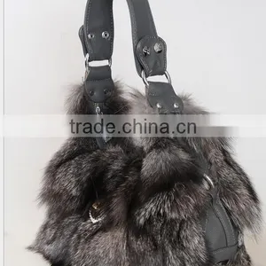 High Quality Luxury Dye Fox Fur Handbag / Winter Wine Fox Fur Bag thumbnail-6