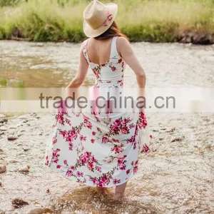 Match Mom And Daughter Clothing Mommy And Me Vintage Style Beach Dress With Flower thumbnail-3