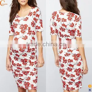 Office Maternity Clothing Womens Floral Print Dresses thumbnail-1