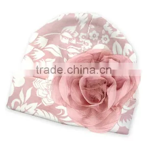 2016 Pink Flower Baby Beanie Printed Infant Hat Cute Softly Toddler Beanies KC90421-34 thumbnail-1