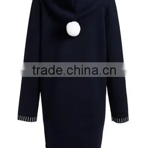 2017 Women's Open Front Heavy Hooded Mongolian Cashmere Coat With Pockets thumbnail-4
