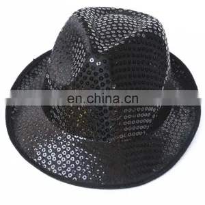 Fancy Dress Costume Green Sequin Fedora Party Hat thumbnail-2