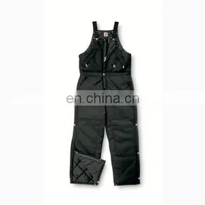Black Polyester/cotton Front Zipper Bib Pants thumbnail-1