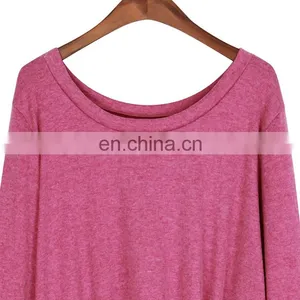 Wholesale Solid Color Hem Irregular Knot Blank Long Sleeve Women T Shirt thumbnail-6