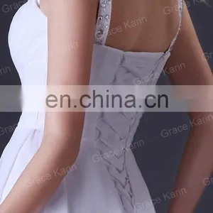 2015 Grace Karin Women's Special Occasion Bridesmaid Dress Middle Thigh Length White Formal Bridesmaid Dress CL3470 thumbnail-4