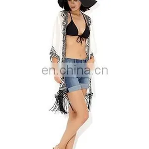 MONOCHROME EMBROIDERED KIMONO Latest Beach Kimono Soft Polyester Fabric Embroidered Kimono thumbnail-2