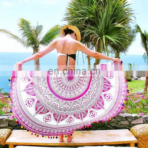 Bohemian Mandala Round Beach Tapestry Hippie Throw Yoga Mat Towel Indian Roundie 72' Round Table Cover Throw thumbnail-6