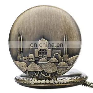 Castle Pocket Watch Chain Necklace Vintage Erotic Pocket Watches Wholesale thumbnail-4