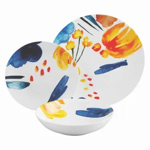 Wholesale Popular Eco-friendly China Handdrawing Hotel Ceramic/porcelain Dinnerware Set thumbnail-1