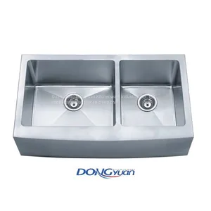 Stainless Steel Handmade Apron Double Bowl Zero Radius Customize Kitchen Sink thumbnail-1