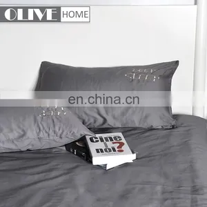 2018 OLIVEHOME 100% Cotton Soild Color Queen Size Home Embroidery Quilt Set Children Bedding Sets Black Comforters thumbnail-2