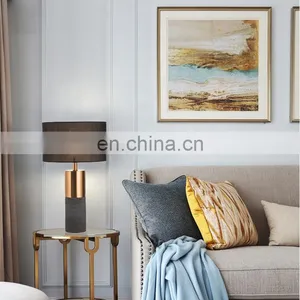 Black Gold Fabric Cement Base Modern Lamp Shade Bedside Hotel Luxury Light Table Lamp thumbnail-2