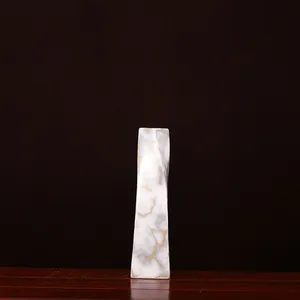 Grey Gold Marbling Chinese Modern Simple Large Ceramic Flower Vase For Living Room Decor thumbnail-3