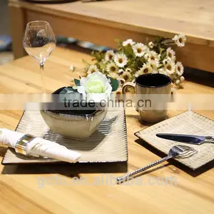 16-piece Stoneware Square Dinnerware Set With Stripe Design thumbnail-5