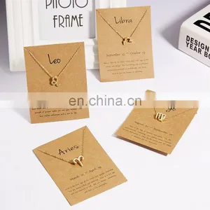 Female Elegant 12 Constellation, Zodiac Sign Necklace Pendants Charm Gold Chain Choker Astrology Necklaces/ thumbnail-4
