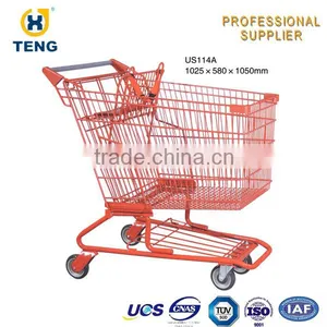 Red Wire Metal Shopping Trolley Price Classical Steel Material Shopping Trolley thumbnail-2