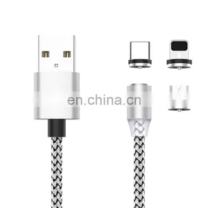 Wholesale Magnet 3 in 1 Magnetic Charging Cable USB To Type C Micro Mobile Phone USB MAGNETIC CABLE Data Cables thumbnail-2