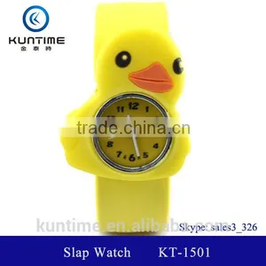 Cute Little Yellow Duck Slap Watch Glass Face Quartz Movt Slap Strap on Watch thumbnail-1