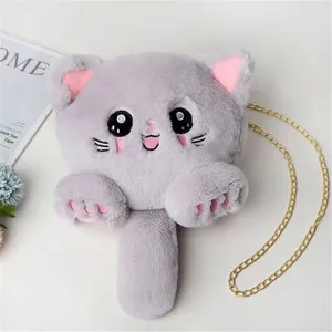 019 2023 New Cute Cat Plush Bag Autumn and Winter New Design Women's Messenger Bag Cartoon Girls Chain Bag Wholesale thumbnail-5