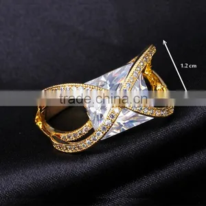2016 Jewelry Ring Model Clear Zircon Stone Square Cross Shape Unique Design Ring thumbnail-6
