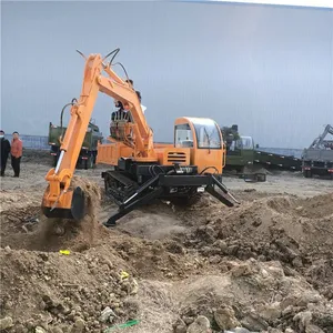 Tracked Excavator Mounted on Truck for River Channel Dredging, Gecko Tracked Excavator, Self-dumping Excavator Mounted on Truck thumbnail-2