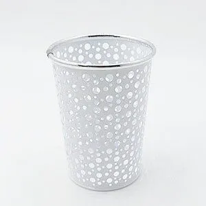 Hollow Cutout Metal Planter Pot, Cylindrical Perforated Iron Flower Bucket for Table Home Decoration thumbnail-1