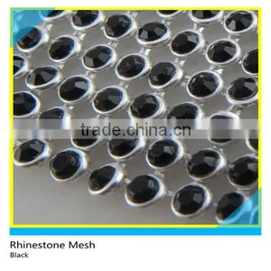 Black Rhienstone Silver Aluminum Base Mesh Sew on Technics Rhienstone Mesh Round Roll thumbnail-2