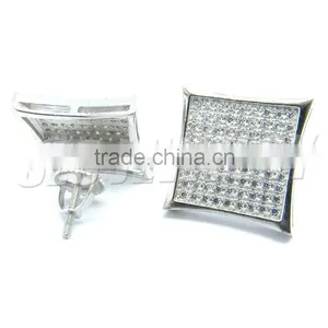 2014 Fashion White Rhodium Earring Men's Earring Ear Stud Sterling Pure Silver Jewelry Stud Earring thumbnail-2