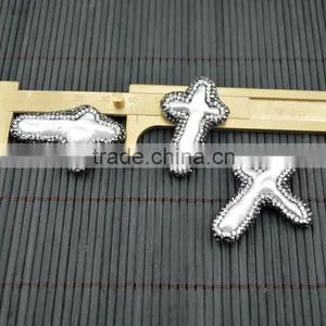 LFD-0010B Druzy Pearl Pave Rhinestone Cross Connector Beads Diy Jewelry Making thumbnail-2