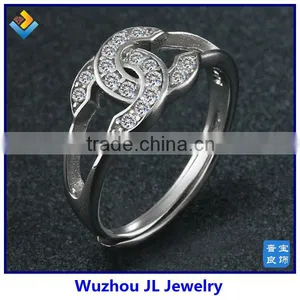Dubai Fashion 925 Sterling Silver Rings Letter C Decorated With CZ Gemstone thumbnail-1