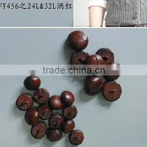 Wine Color Braided Leather Button thumbnail-2