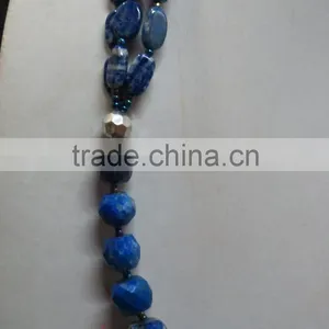 Lapis Lazuli High Quality Oval and Faceted Rondelle Fashion Jewelry Stone Necklace thumbnail-3