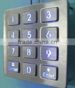 Water Proof 12 Keys Metal Numeric Keypad With Backlight thumbnail-2