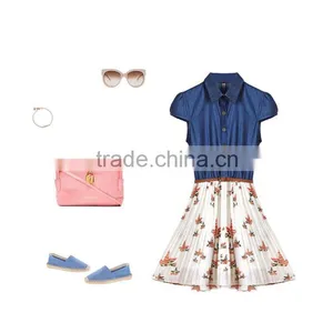 2015 New Arrival New Style Fashion Women Real Comfort Clothing Denim Matching Printing is One-piece Chiffon Dresses East thumbnail-6