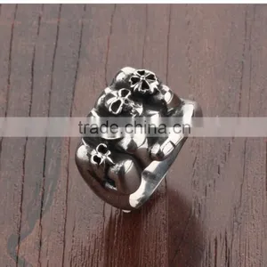 New Products 2016 316L Stainless Steel Terminator Skull Ring for Men thumbnail-3